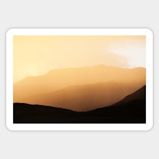 Highland mountain sunset through mist and rain - Scotland Sticker